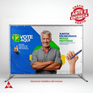 Painel Eleitoral em Lona Lona 440g Super Resistente Escolha o Tamanho Impressão Digital  Reforço e Acabamento em Ilhós em Volta 