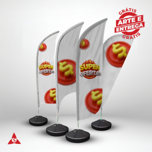 Wind Banner Kit Completo Tecido Poliéster Vários Formatos Todo Colorido Impresso frente e Verso impressão ultra HD sublimatica dupla face costurado com estrutura e base 